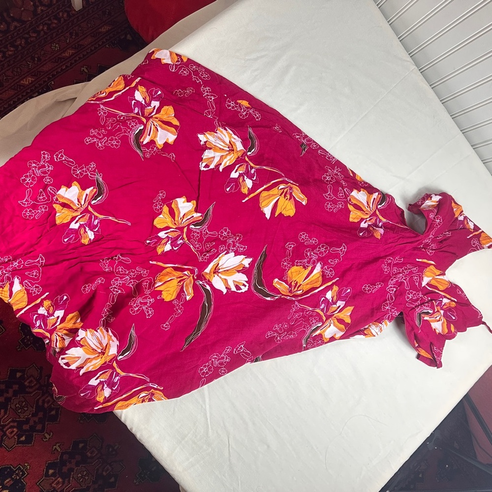 Vibrant Floral Dress in Pink and Yellow